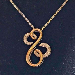 Jane Seymour Open Heart Sterling Silver & 14K Rose Gold Diamond Necklace
